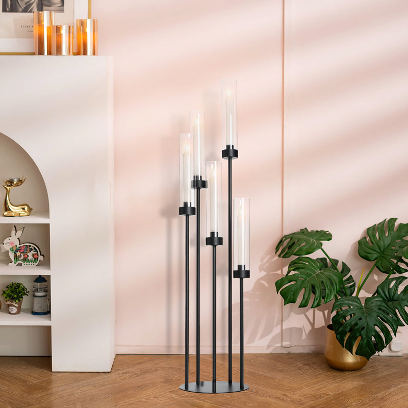2Pcs 39.4'' Tall Candelabra With Acrylic Lampshade For Birthday Party Home Decoration, 2