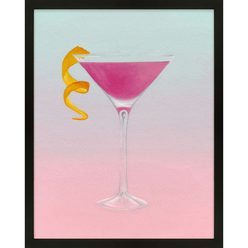 Blood Orange Martini Painting by Katy Montica, Black Framed Paper, 30" W x 24" H x 1.25" D