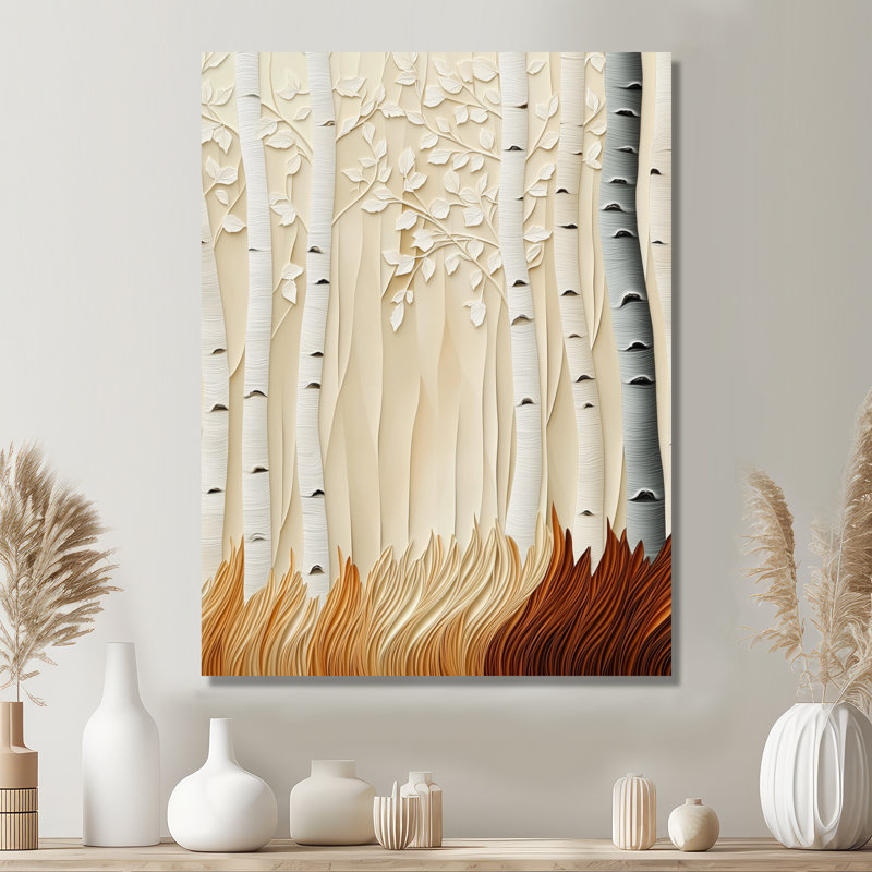 Bouleau d'automne chanson argentée - décoration murale florale en métal, impression de bouleau en métal