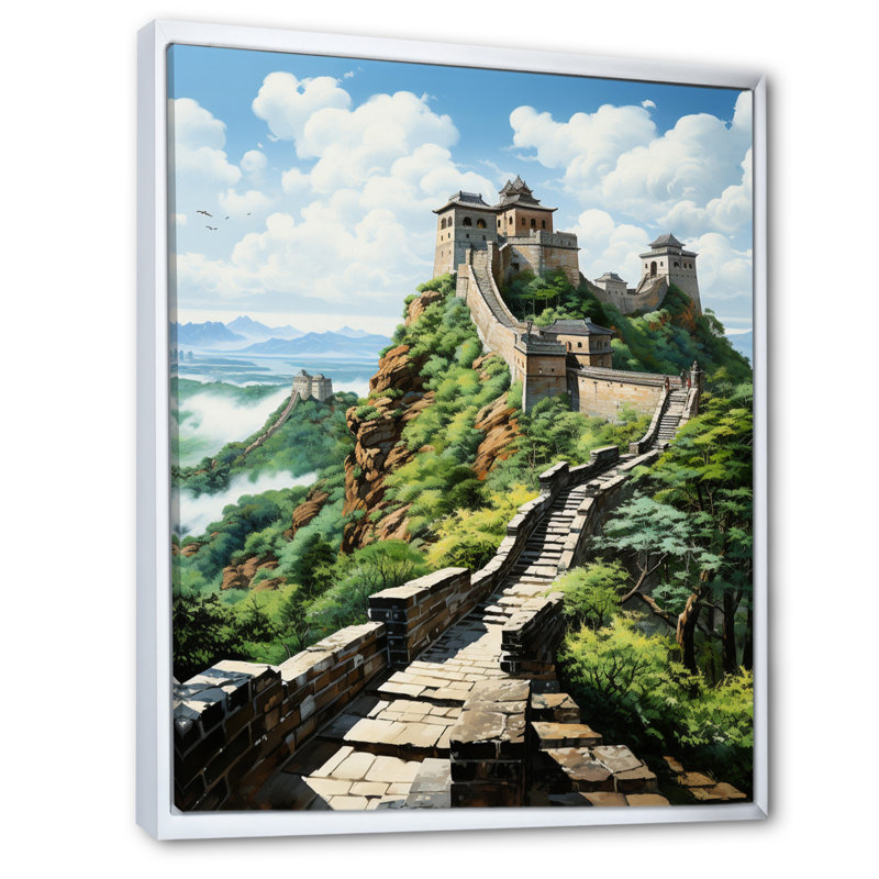 «Coryell Asian Art Great Wall of China I», reproduction d'art sur toile, H 20 po x l 12 po x P 1 po, Cadre flottant blanc