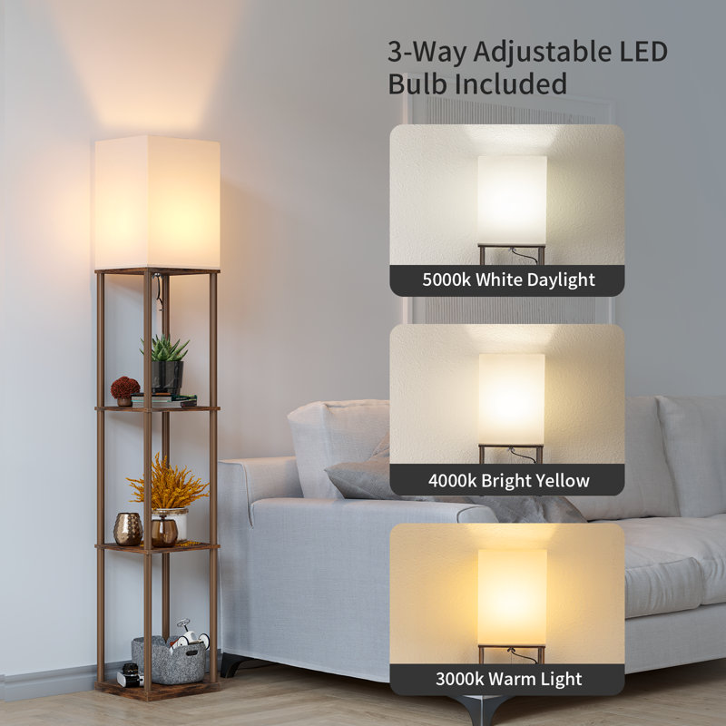 Oriyan 63" Column Floor Lamp, Brown