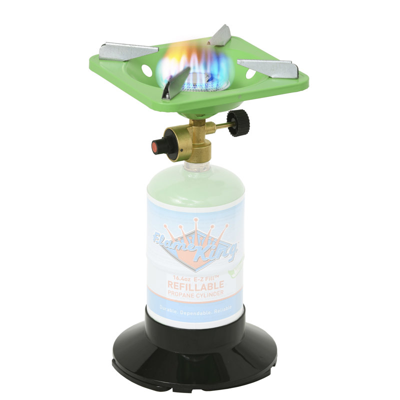 Flame King Portable BottleTop Camping Stove with Base Stand, Compatible with 1LB Propane Tanks