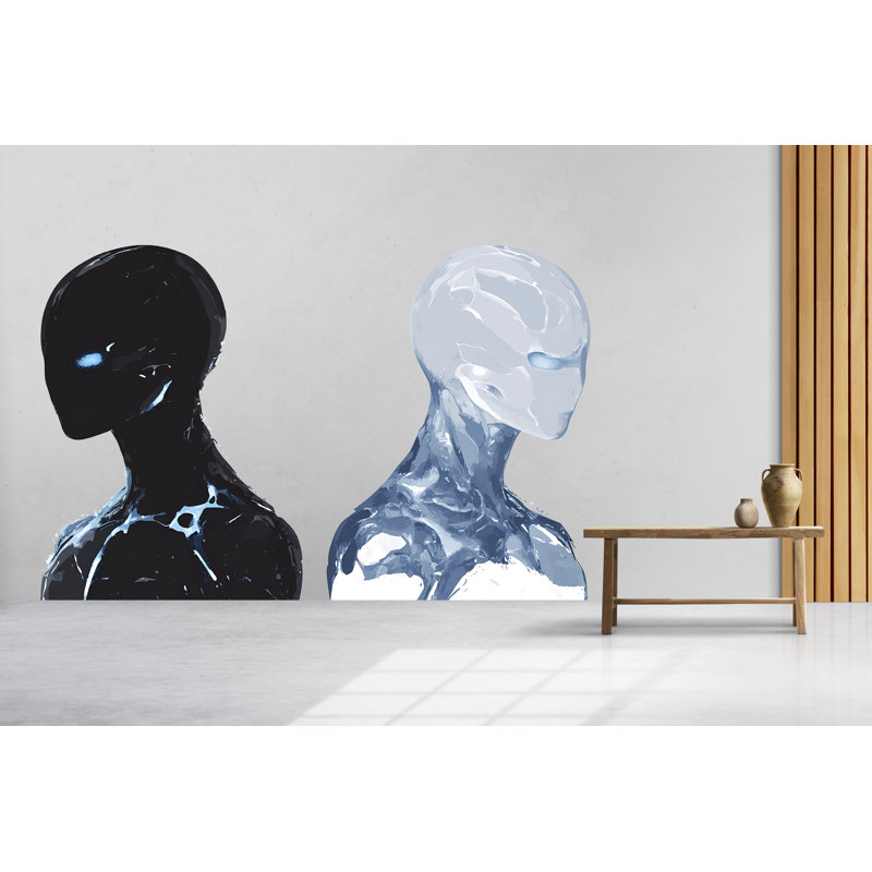 Ensemble de décalcomanie Alien Face, autocollant mural Sci Fi, robot futuriste, autocollant mural Cyberpunk, murale moderne, espace abstrait, 155 g