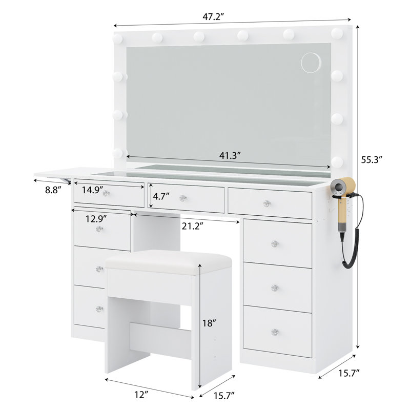 Tashionna Dressing Table, White