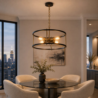 Chrisse 4-Light Modern Drum Sputnik Pendant Light for Living Room