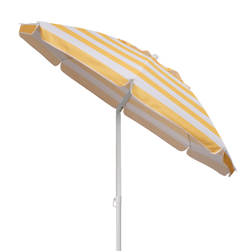 Chaise de plage avec parasol Edwin, Rayure jaune cabana