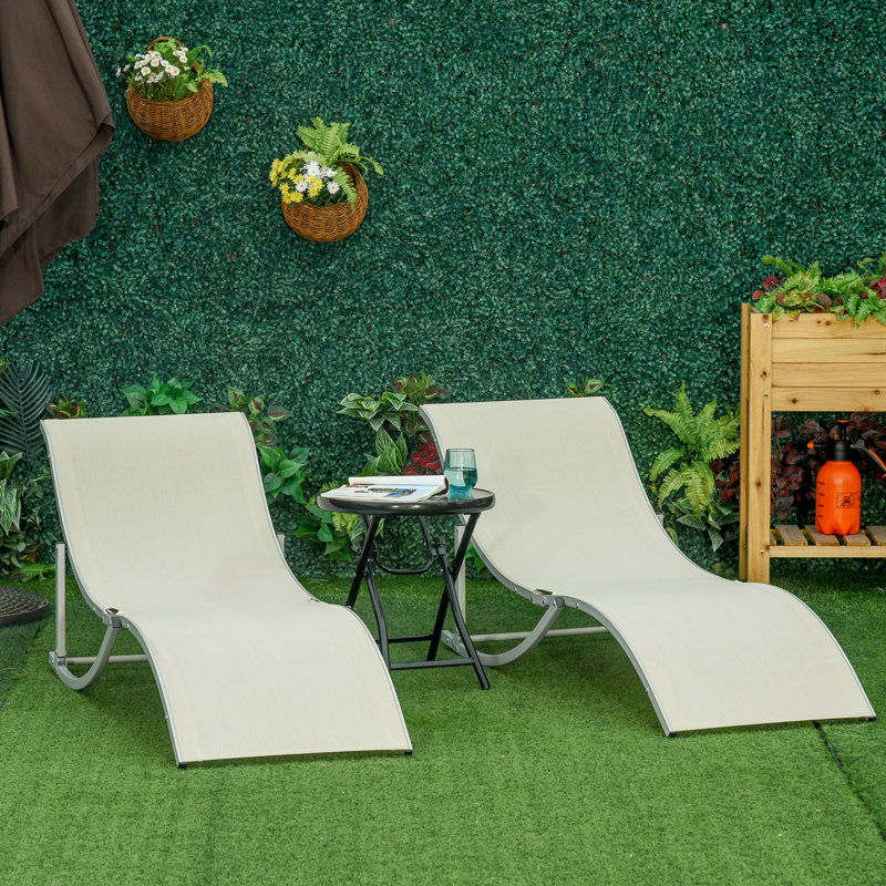 61cm Long Chaise Lounge Set, Ivory