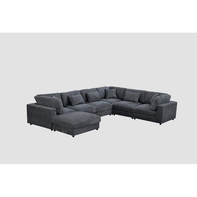Canapé modulaire Everden, H 33 po x l 144 po x P 112 po, Polyester gris
