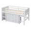 Lit mezzanine bas avec bureau coulissant, tiroirs, armoire et tablettes-1050621017