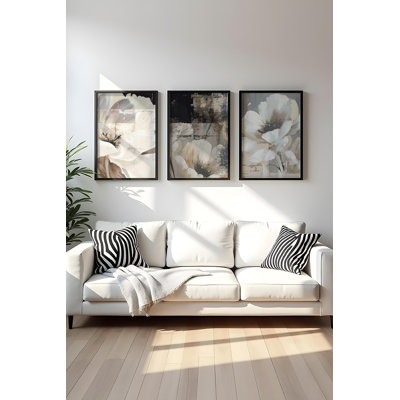 Élégantes peintures décoratives en panneau de fibres à densité moyenne (3 pièces), 8 x 12 pouces chacune | 100% panneau de fibres à densité moyenne avec une épaisseur de 0,1 pouce et 100% des cadres en bois massif avec une épaisseur de 1 pouce | Parfait pour le salon, la chambre à coucher et le bureau