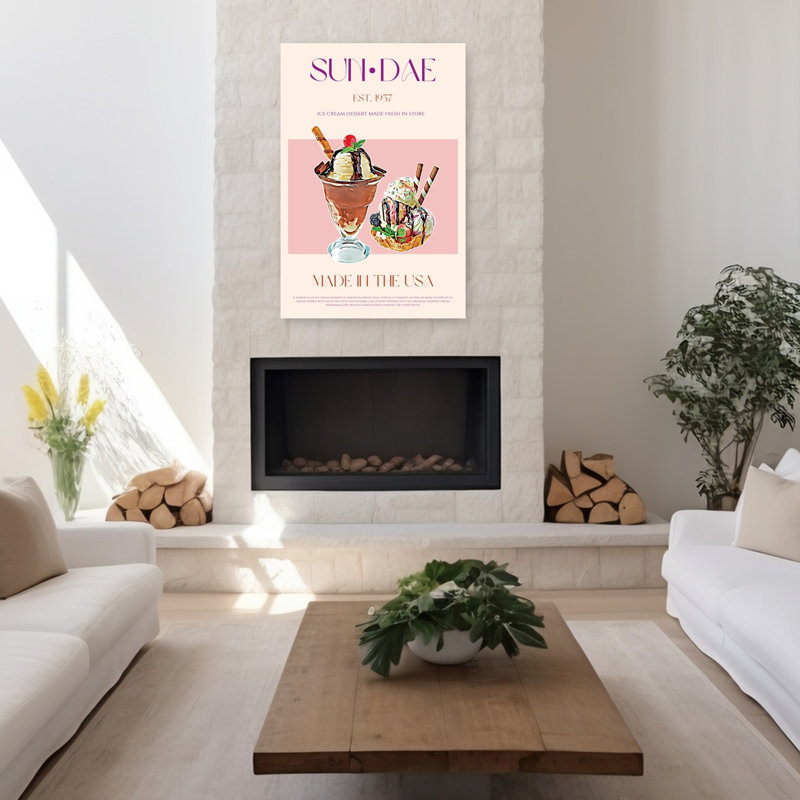 Art mural rétro rétro délicieuse Sundaes, H 48 po x l 32 po