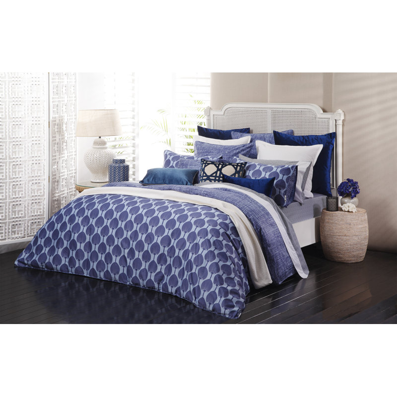 Kabuki Cotton Geometric Sham Set, Euro, Cobalt / Sky Blue