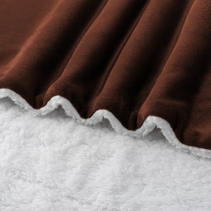 Joyan Extra Soft Sherpa Fleece Dual Sided Blanket, Coffee, Super King