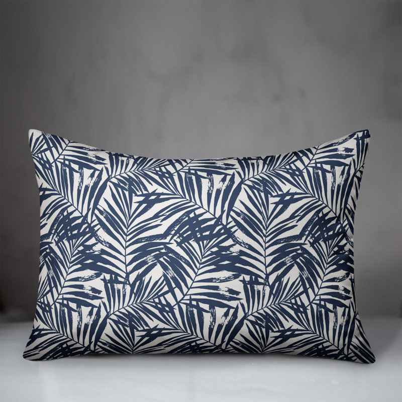 Floral Throw Pillow, Navy
