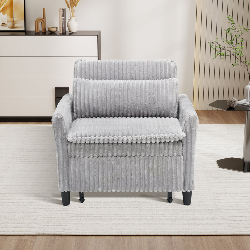 Chaise d'appoint convertible rembourrée en velours côtelé, Gris