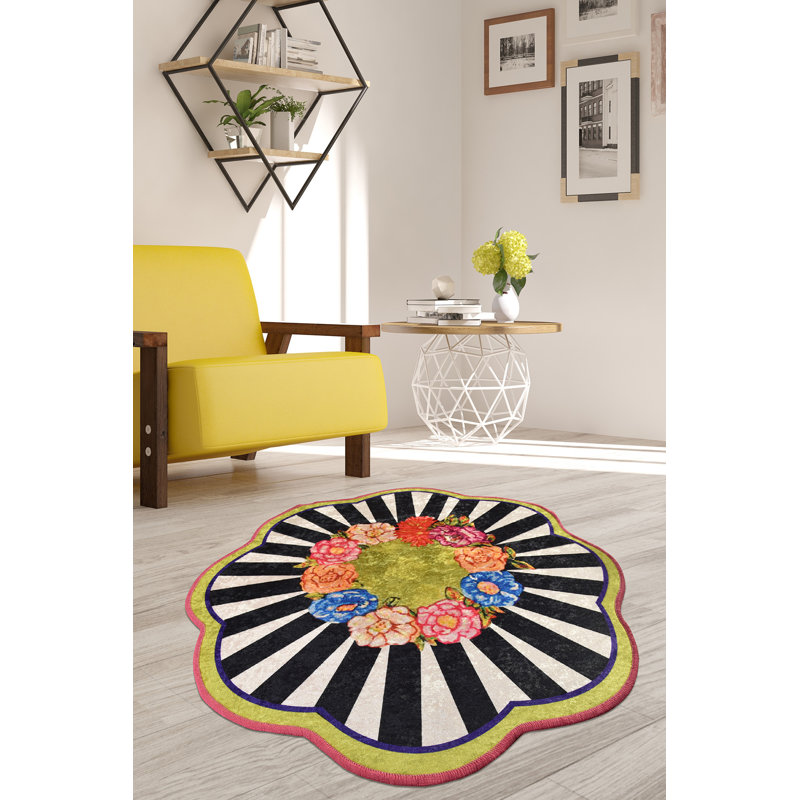 Antibacterial Round Carpet, 39.4 Inches Diameter, 100% Polyester, 0.2 Inches Pile Height | Non-Slip Underside, Machine Washable | Perfect for Living Room, Bedroom, and Playroom, Soft and Durable Design