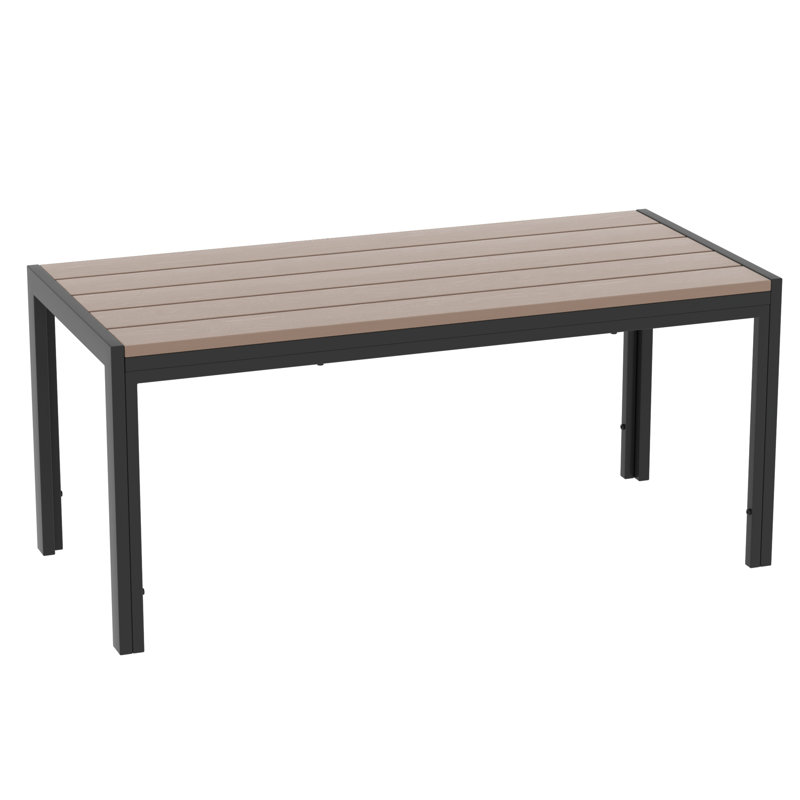 Rectangle Patio Coffee Table with Powder Coating Frame for Outdoor, 18.9" H x 42.9" L x 19.7" W, Brown
