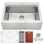  Évier de cuisine à tablier frontal en acier inoxydable de calibre 16 avec tablier frontal L 30 po x l 22 po avec accessoires-121235970
