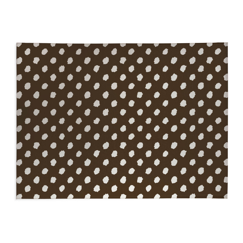Tapis de cuisine Grunge Dot, Rectangulaire 2 pi x 3 pi, Brun moka
