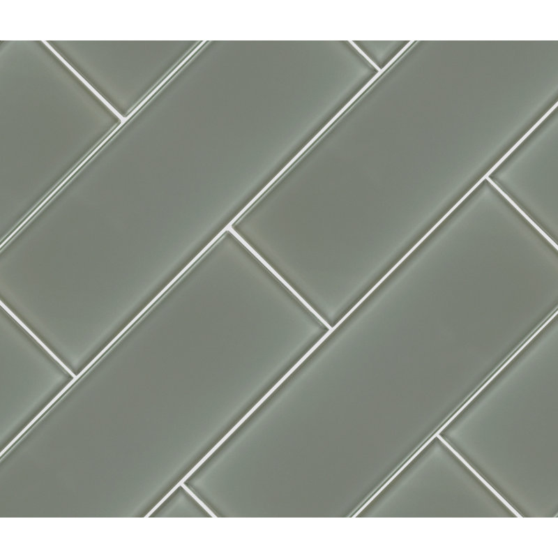 Rivella Subway 4 in. x 12 in. Glossy Glass Wall Tile, Eucalypt