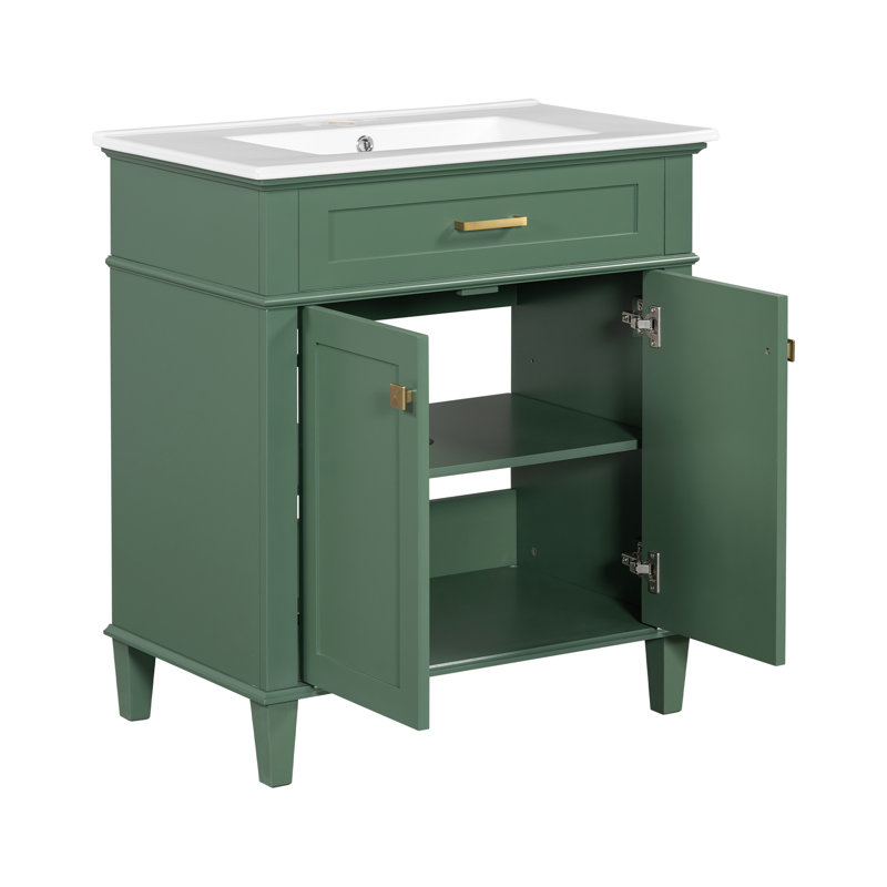 Meuble-lavabo de 30 po avec lavabo en céramique, Green