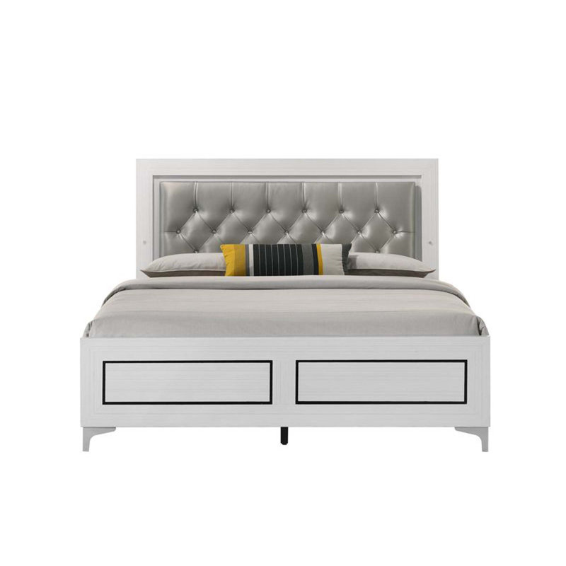 Upholstered Faux Leather Standard Bed, King