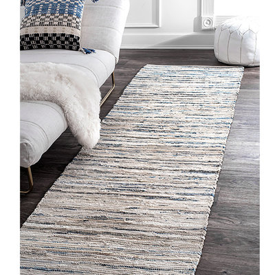 Striped Cotton Hand Woven Area Rug