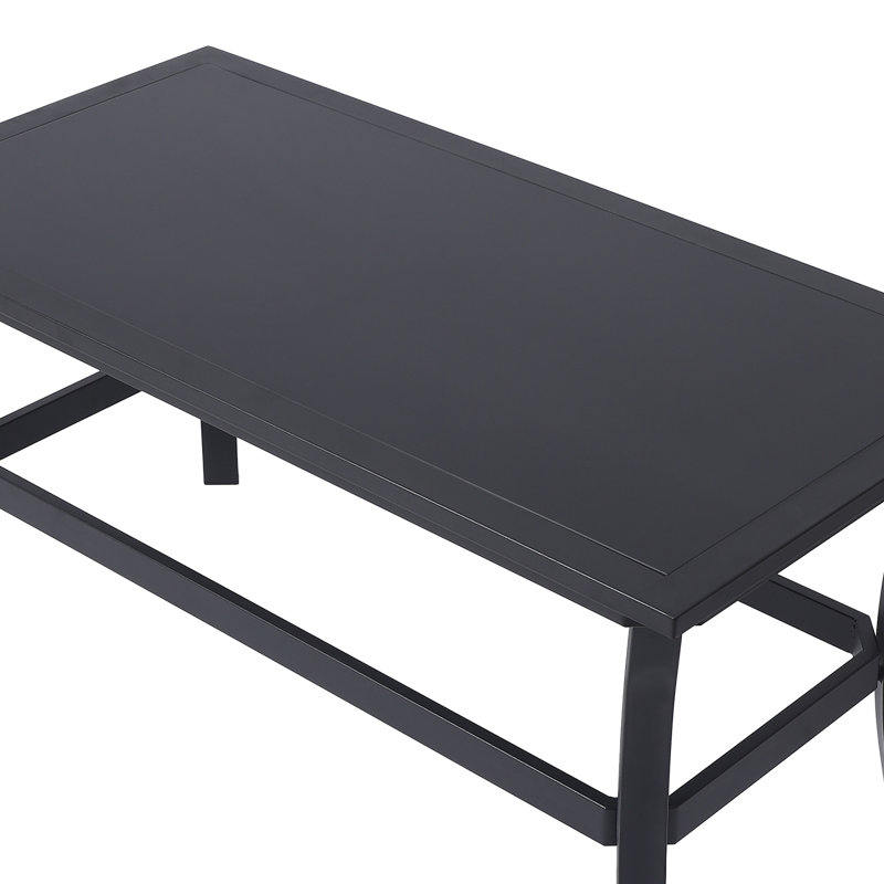 Charron Outdoor Metal 5-person Patio Set With Two Tables and Wicker Decor, Gray