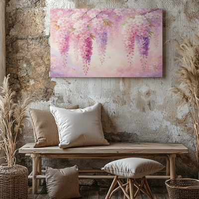 Élégante reproduction d'art sur toile à motif floral de glycine rose et mauve pour le salon, la chambre à coucher, le bureau, le couloir, le vestibule, le mur de la galerie et la décoration intérieure moderne