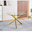 Table de salle à manger avec pieds en métal et plateau en verre Golden