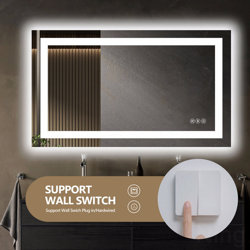 Frameless Led Bathroom Accent Mirror,Smart Mirror, 40" x 24"