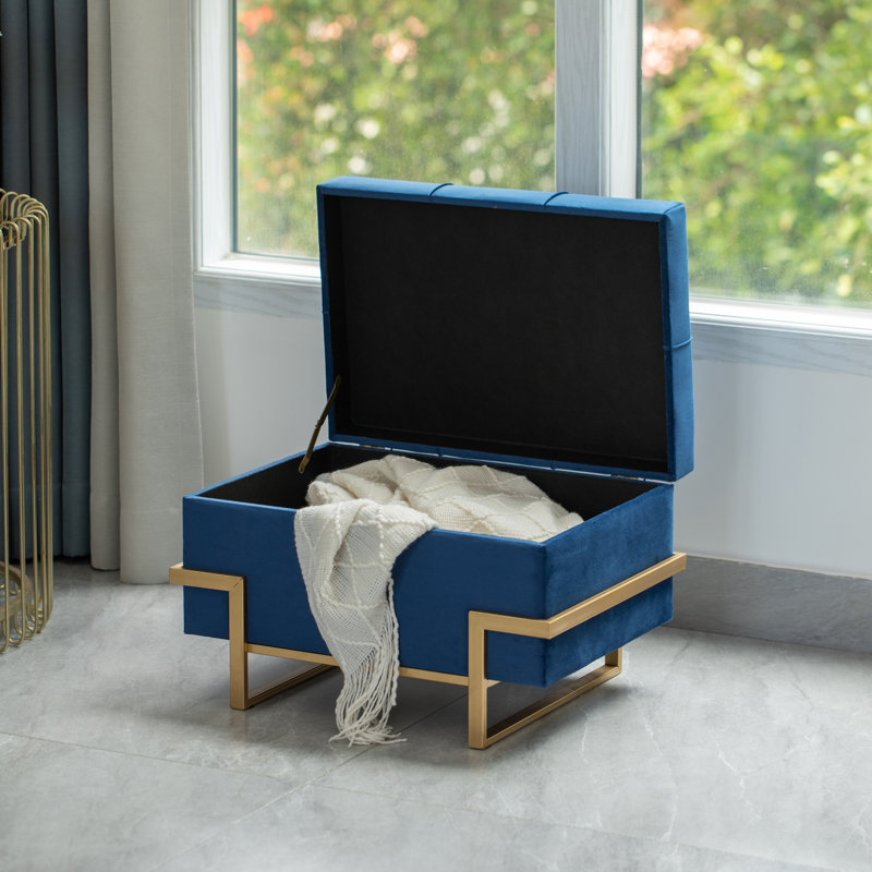 Havenhill Velvet Ottoman, Blue Small