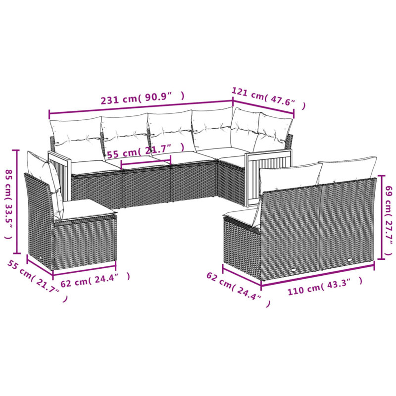 Ensemble de canapé de jardin Vidaxl