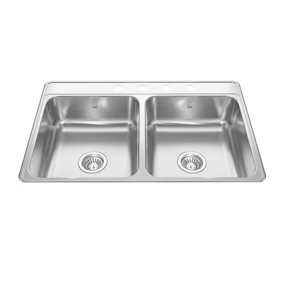 Évier de cuisine à double cuve encastrable l 33 po x l 22 po en acier inoxydable Creemore