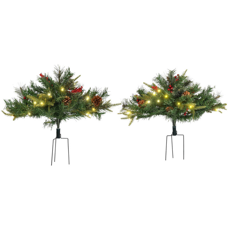 Arbre de Noël artificiel 2 pi avec 69 branches et lumières DEL blanc chaud (2 ensembles)