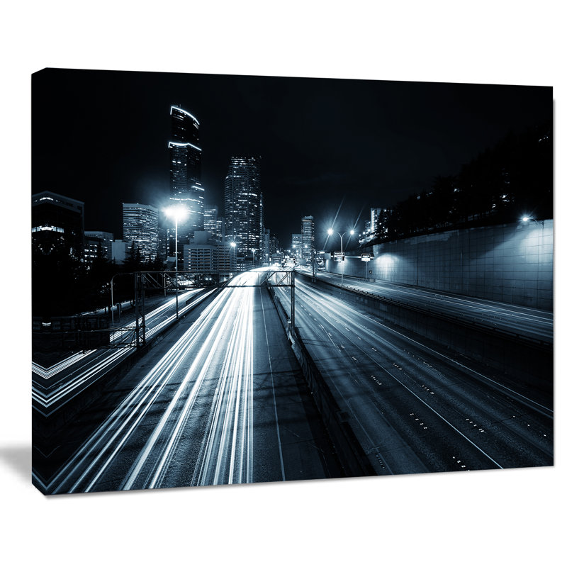 « trailing illuminé », reproduction de photo sur toile tendue seattle cityscape, H 20 po x l 20 po x P 1 po
