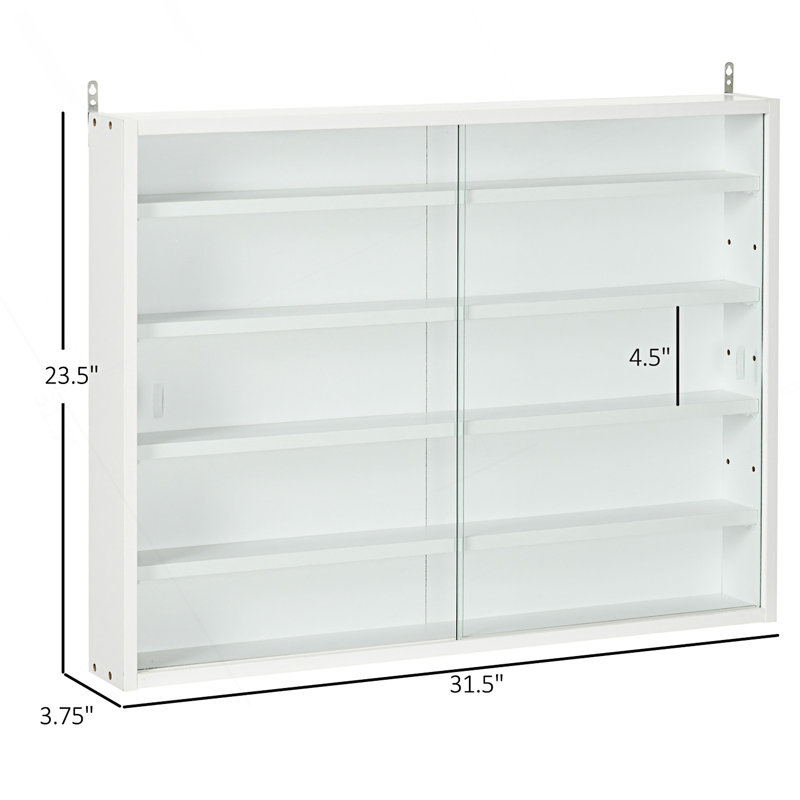 Armoire d'entrée, vitrine murale à 5 niveaux, vitrine avec 2 portes et tablettes réglables