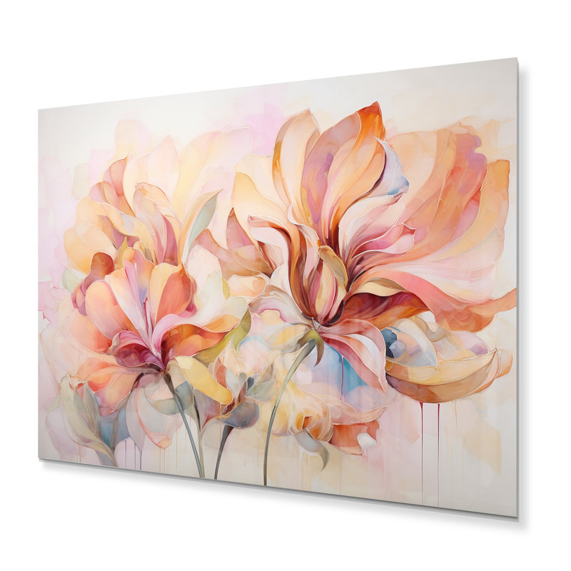 Coral Petal Symphony II - Abstract Botanicals, reproduction d'art en métal, H 16 po x l 32 po x P 1 po