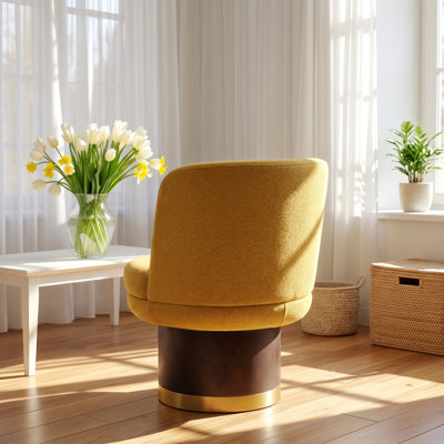 Fauteuil demi-tonneau pivotant en chenille l 24 po x P 26,3 po x H 31,5 po Christopher Knight Home