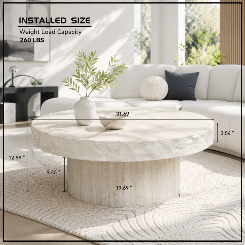Tables basses à motifs texturés Faux MARS pour salon, 44,09 lb