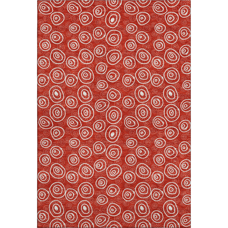 Premium Machine Washable Prisco Red Rug, Rectangle 10' x 14'