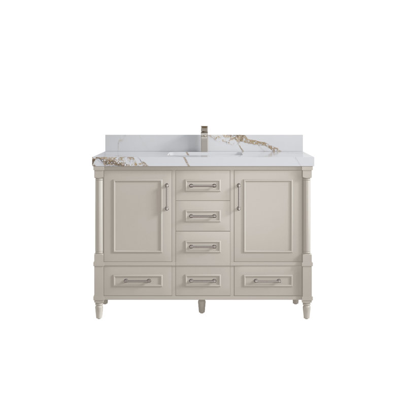 Aberdeen 48'' Single Bathroom Vanity with Top, Calacatta Gold