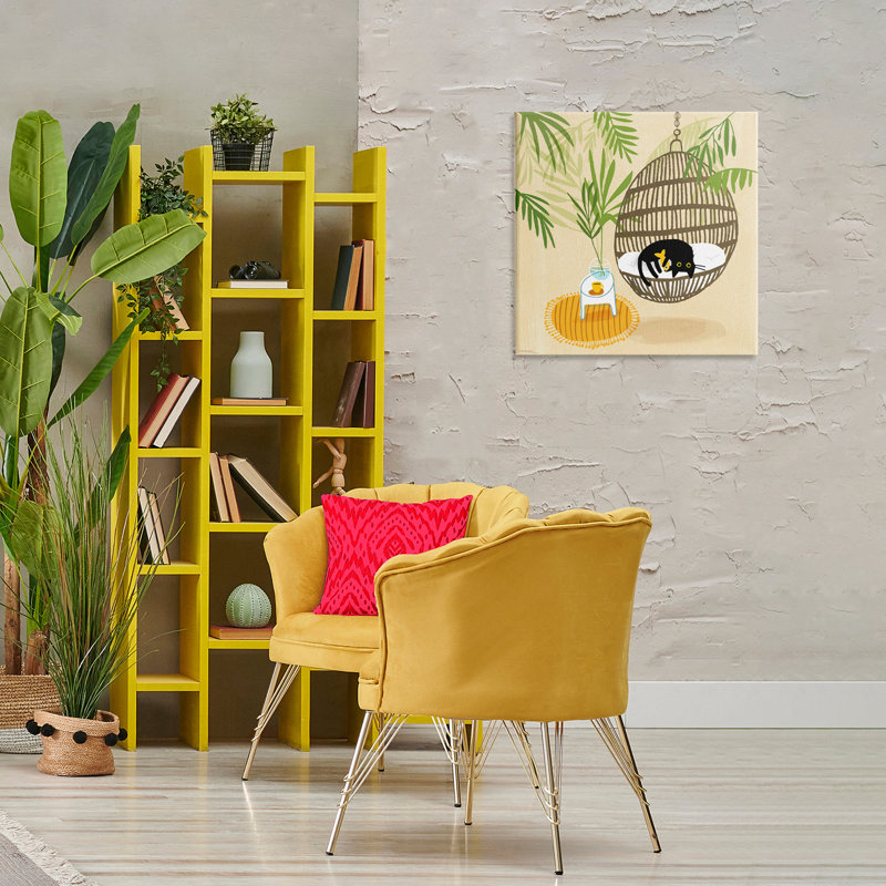«Sleepy Cats on Porch Swing», art mural sur toile par Leeza Hernandez, H 24 po x l 24 po