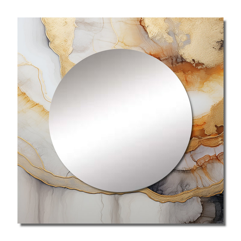 Farmelo - Grand miroir mural carré en géode de pierre pour chambre à coucher, 36 po x 36 po