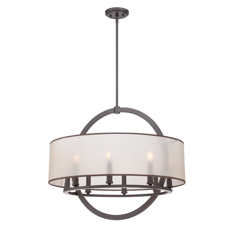 Lustre cylindrique à 8 lumières de style bougie Baffour, Bronze occidental