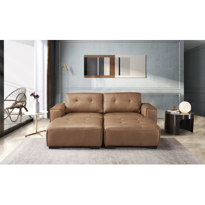 4 Piece Pu Leather Modular Sleeper Couch With Ottomans