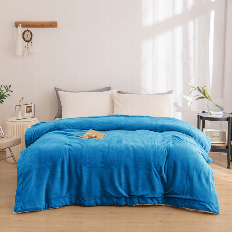Diya Soft Sherpa Fleece Fur Thick Dual Sided Flannel Reversible Blanket Throw, W200 x L240cm, Teal
