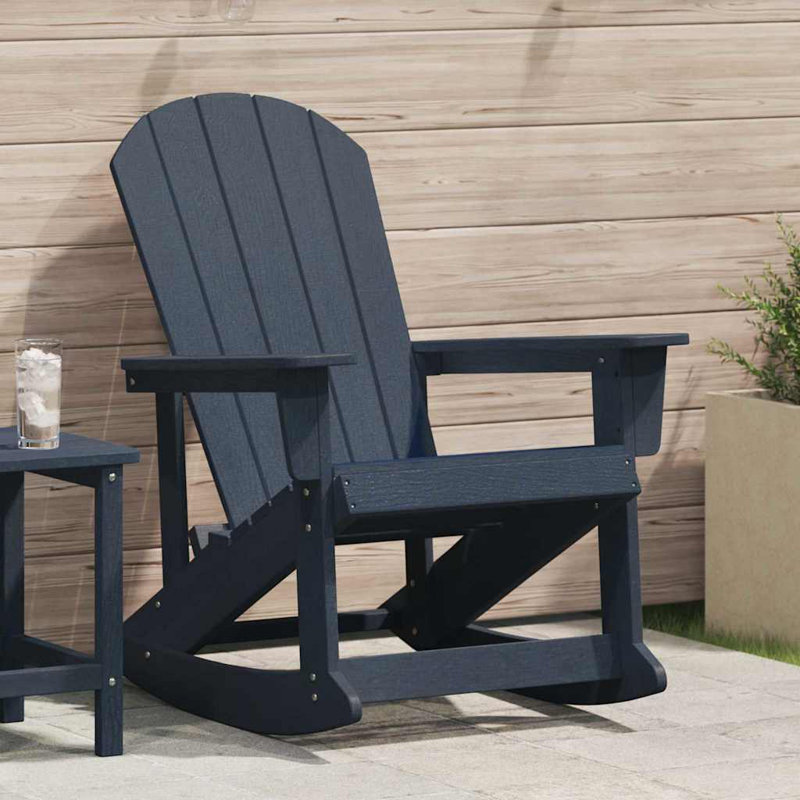 Adirondack Rocking Chair HDPE Outdoor Furniture Garden Seating Terrace, Navy