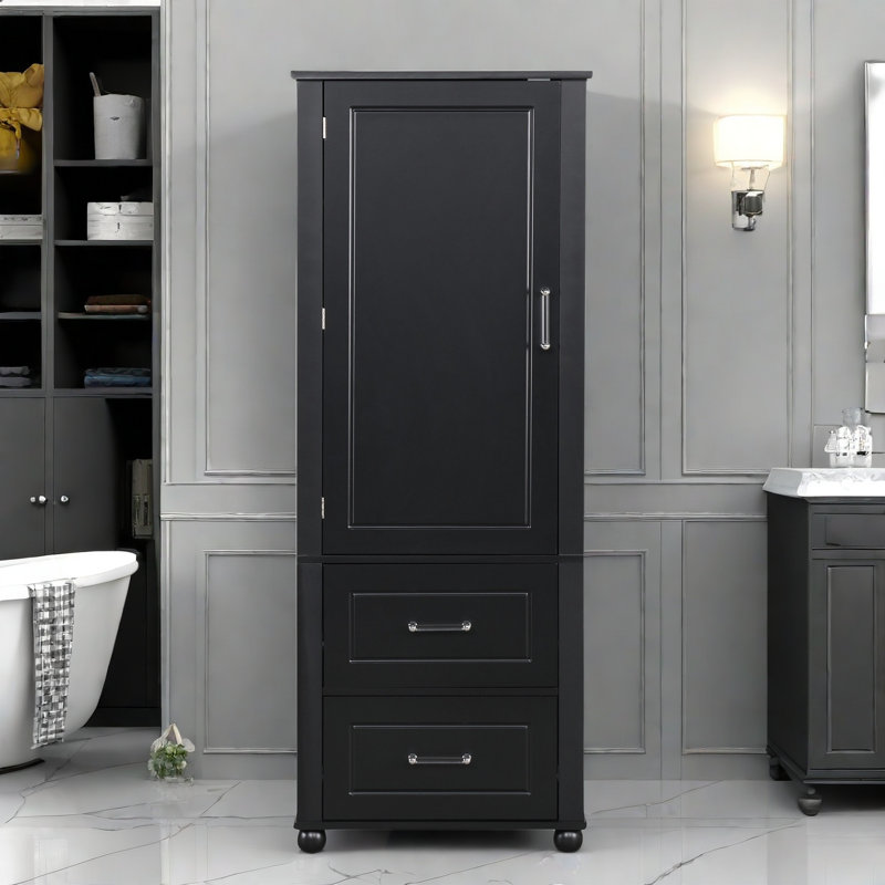 Cobham Cobham With Two Drawers, Adjustable Open Shelves And Acrylic Handles, Black