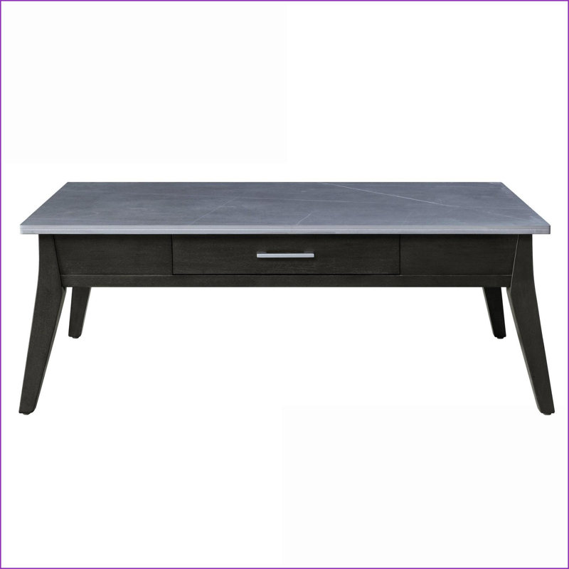 Table basse en pierre frittée brun foncé avec fauteuil KD en velours rétro - confortable et stable pour le salon